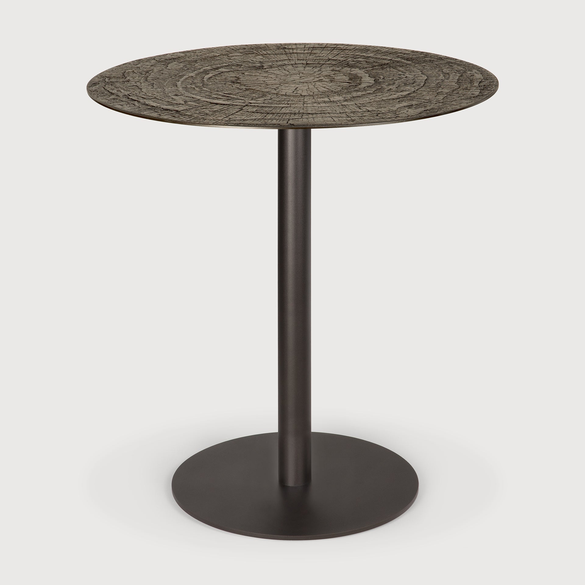Blend dining table - varnished Minerals top - Ray Whisky - Dark Bronze base - round White Cliff Studio Dining Table