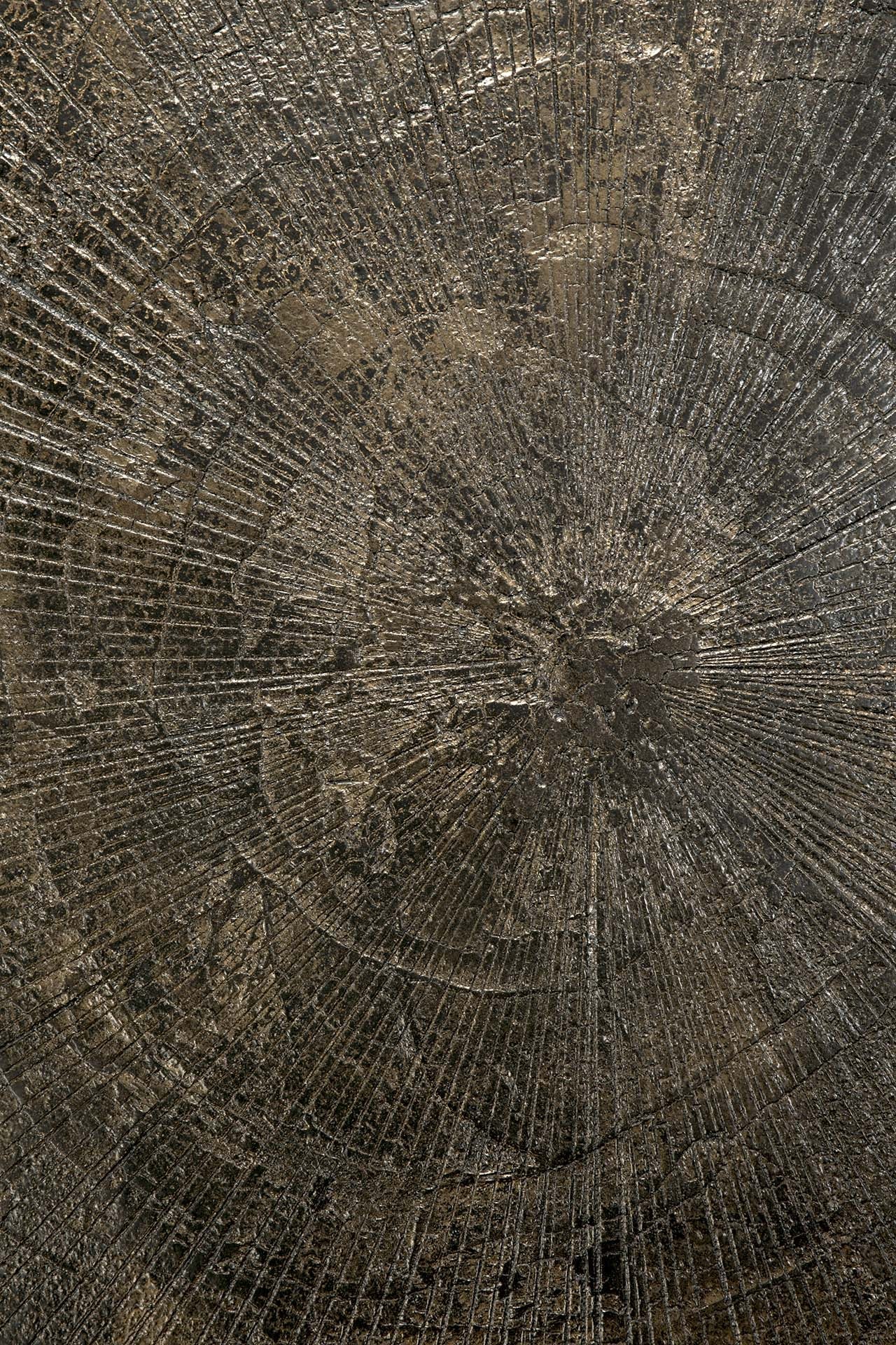 Blend dining table - varnished Minerals top - Ray Whisky - Dark Bronze base - round White Cliff Studio Dining Table