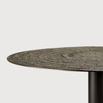 Blend dining table - varnished Minerals top - Ray Whisky - Dark Bronze base - round White Cliff Studio Dining Table