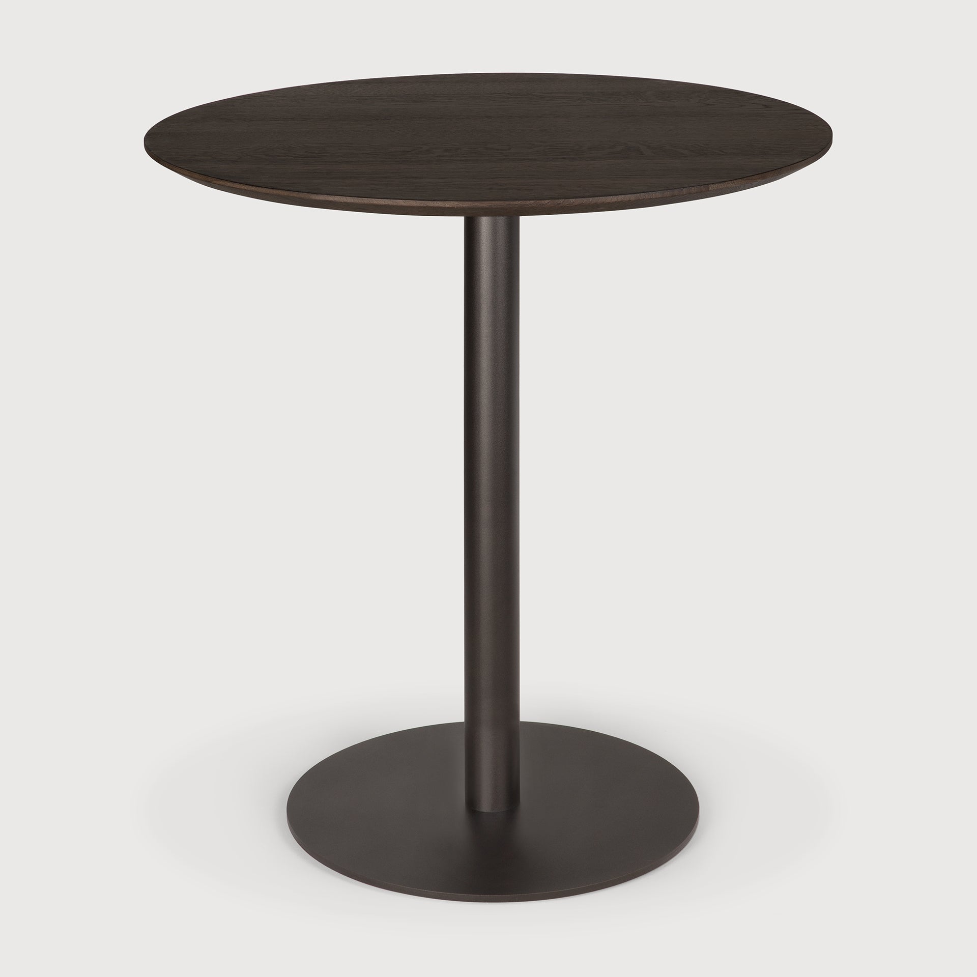 Blend dining table - varnished oak top - brown - Dark Bronze base - round White Cliff Studio Dining Table