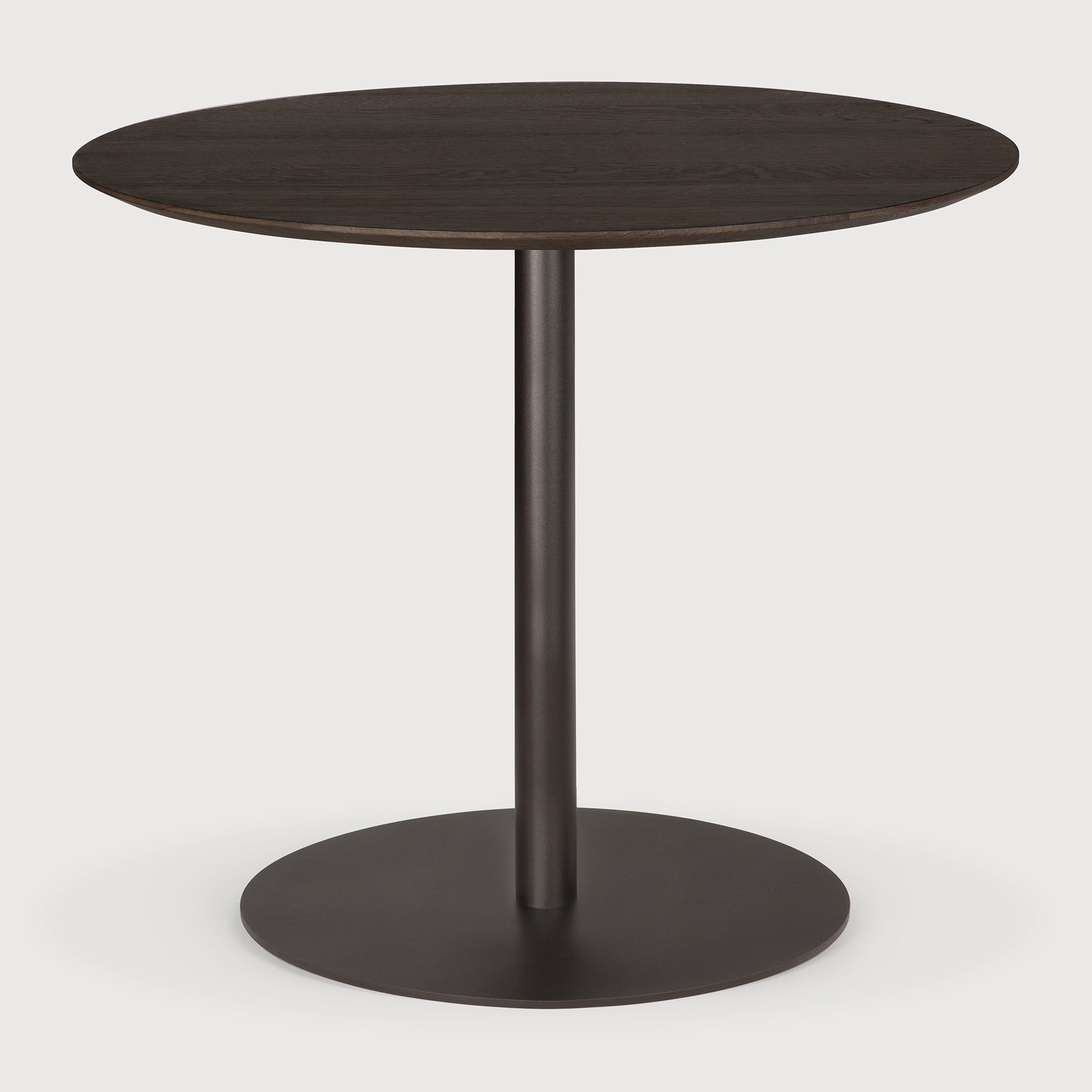 Blend dining table - varnished oak top - brown - Dark Bronze base - round White Cliff Studio Dining Table