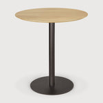 Blend dining table - varnished oak top - Dark Bronze base - round White Cliff Studio Dining Table