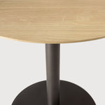 Blend dining table - varnished oak top - Dark Bronze base - round White Cliff Studio Dining Table