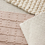 Blush Pink Plaid Hand - Loomed Cotton Bobble Mat