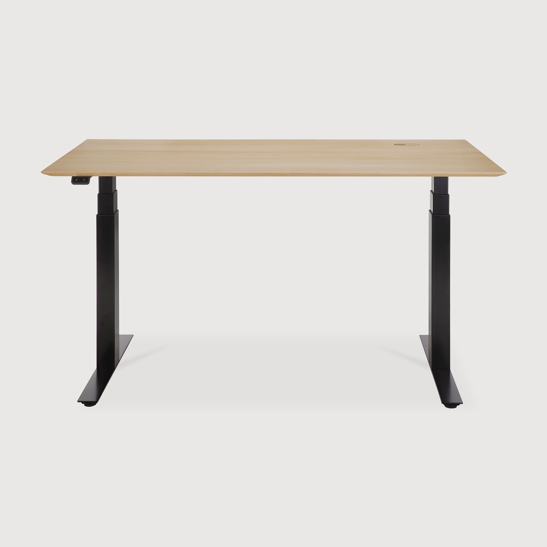 Bok adjustable desk - varnished oak top - black base - rectangular - with cable management - US White Cliff Studio Desk