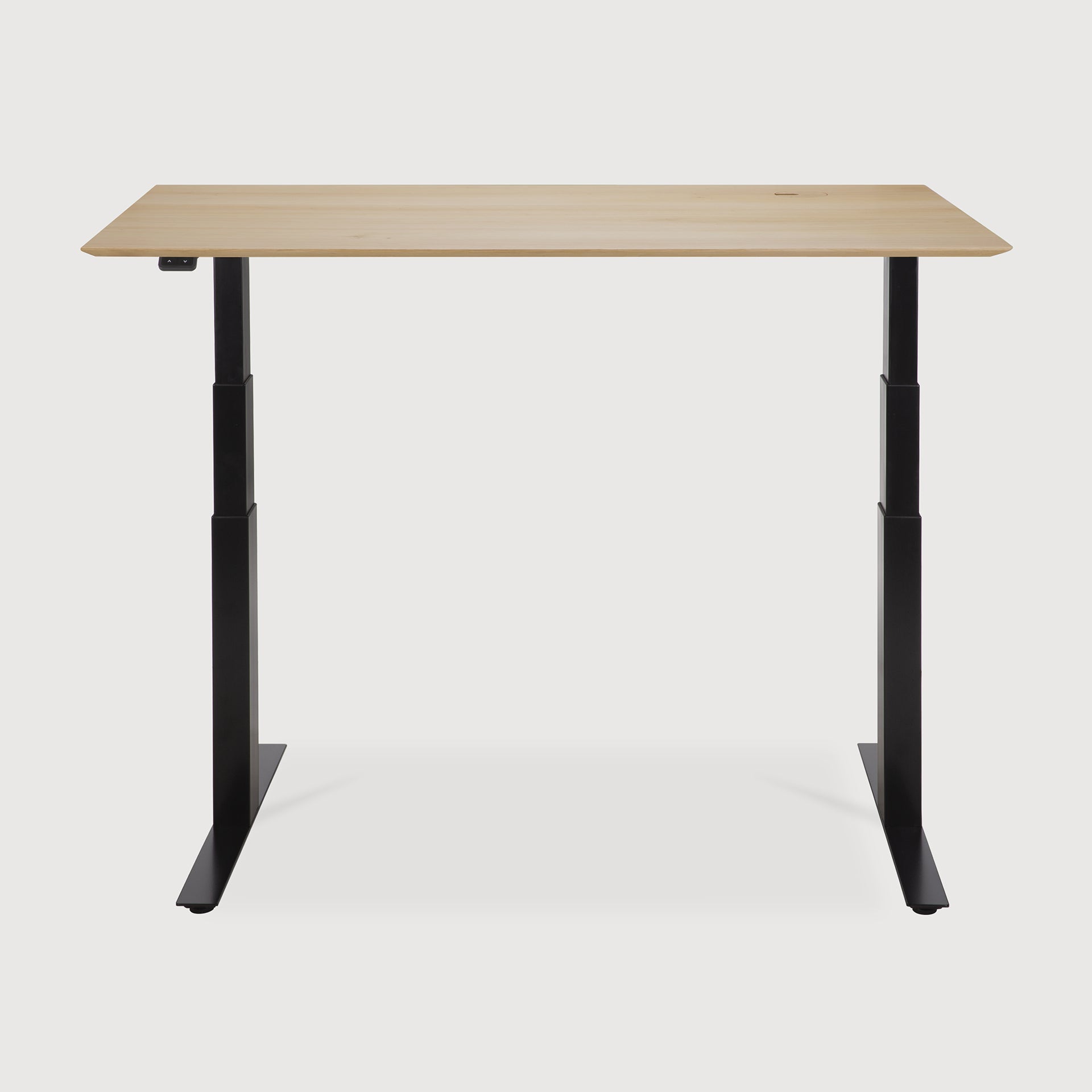 Bok adjustable desk - varnished oak top - black base - rectangular - with cable management - US White Cliff Studio Desk