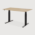 Bok adjustable desk - varnished oak top - black base - rectangular - with cable management - US White Cliff Studio Desk