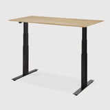 Bok adjustable desk - varnished oak top - black base - rectangular - with cable management - US White Cliff Studio Desk
