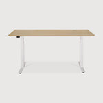 Bok adjustable desk - varnished oak top - white base - rectangular - with cable management - US White Cliff Studio Desk
