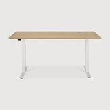 Bok adjustable desk - varnished oak top - white base - rectangular - with cable management - US White Cliff Studio Desk