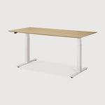 Bok adjustable desk - varnished oak top - white base - rectangular - with cable management - US White Cliff Studio Desk
