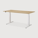 Bok adjustable desk - varnished oak top - white base - rectangular - with cable management - US White Cliff Studio Desk