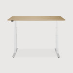 Bok adjustable desk - varnished oak top - white base - rectangular - with cable management - US White Cliff Studio Desk