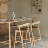 Bok bar stool - varnished oak - Cognac leather White Cliff Studio Bar Stool