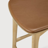 Bok bar stool - varnished oak - Cognac leather White Cliff Studio Bar Stool