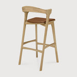 Bok bar stool - varnished oak - Cognac leather White Cliff Studio Bar Stool