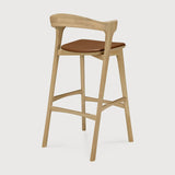 Bok bar stool - varnished oak - Cognac leather White Cliff Studio Bar Stool