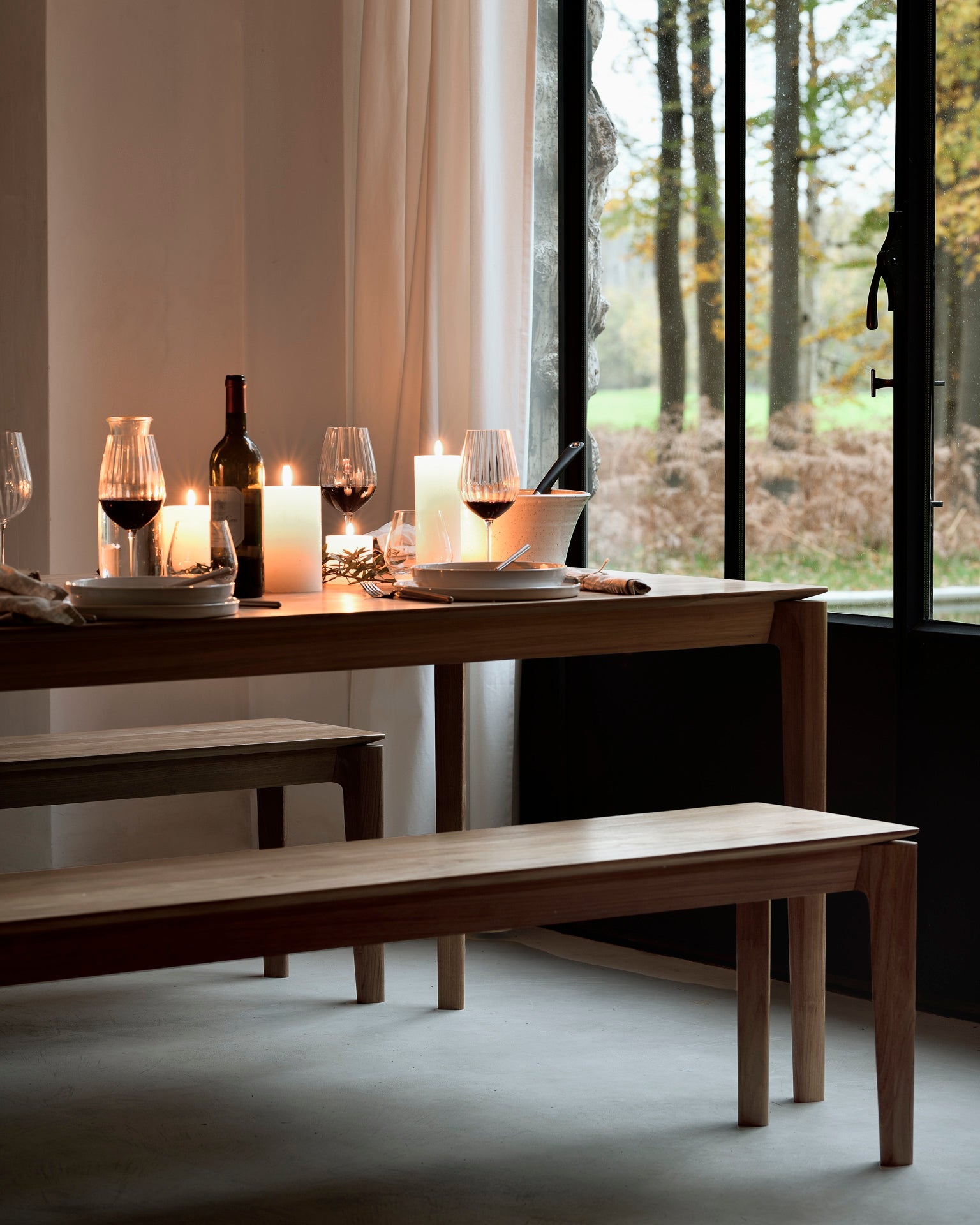 Bok bench - teak White Cliff Studio Bench / Dining Bench