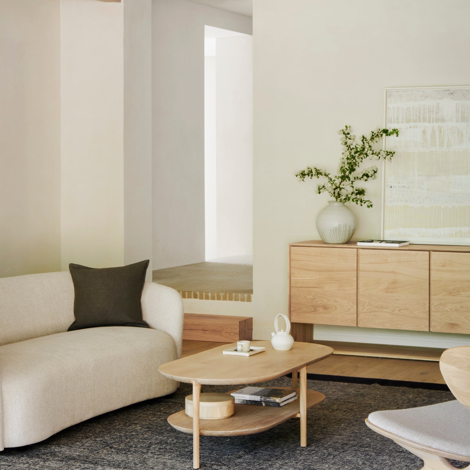 Bok coffee table - oak - oblong - 1 shelf White Cliff Studio COFFEE TABLE