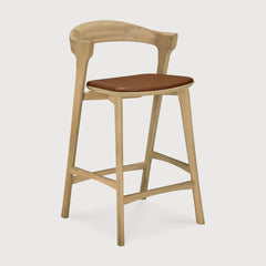 Bok counter stool - varnished oak - Cognac leather White Cliff Studio Counter Stool