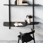 Bok dining chair - varnished oak - black - Black leather White Cliff Studio Dining Chair