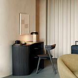 Bok dining chair - varnished oak - black - Black leather White Cliff Studio Dining Chair