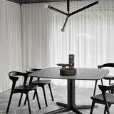 Bok dining chair - varnished oak - black - Black leather White Cliff Studio Dining Chair