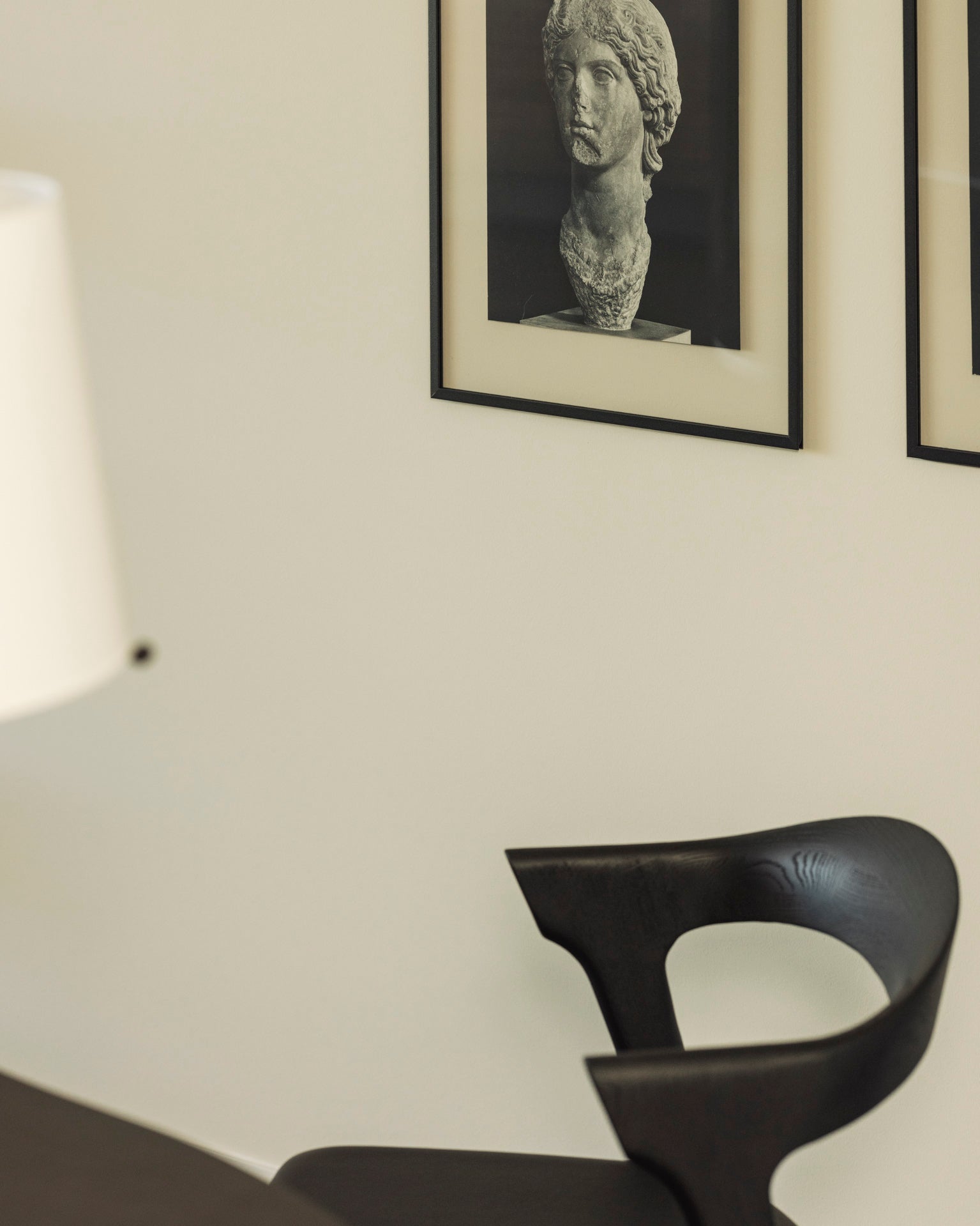 Bok dining chair - varnished oak - black - Black leather White Cliff Studio Dining Chair