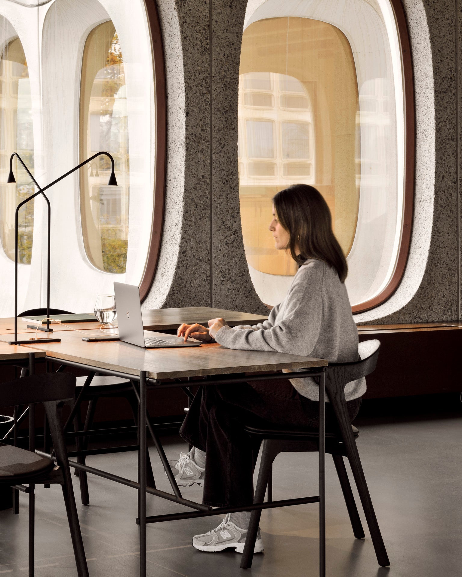 Bok dining chair - varnished oak - black - Black leather White Cliff Studio Dining Chair