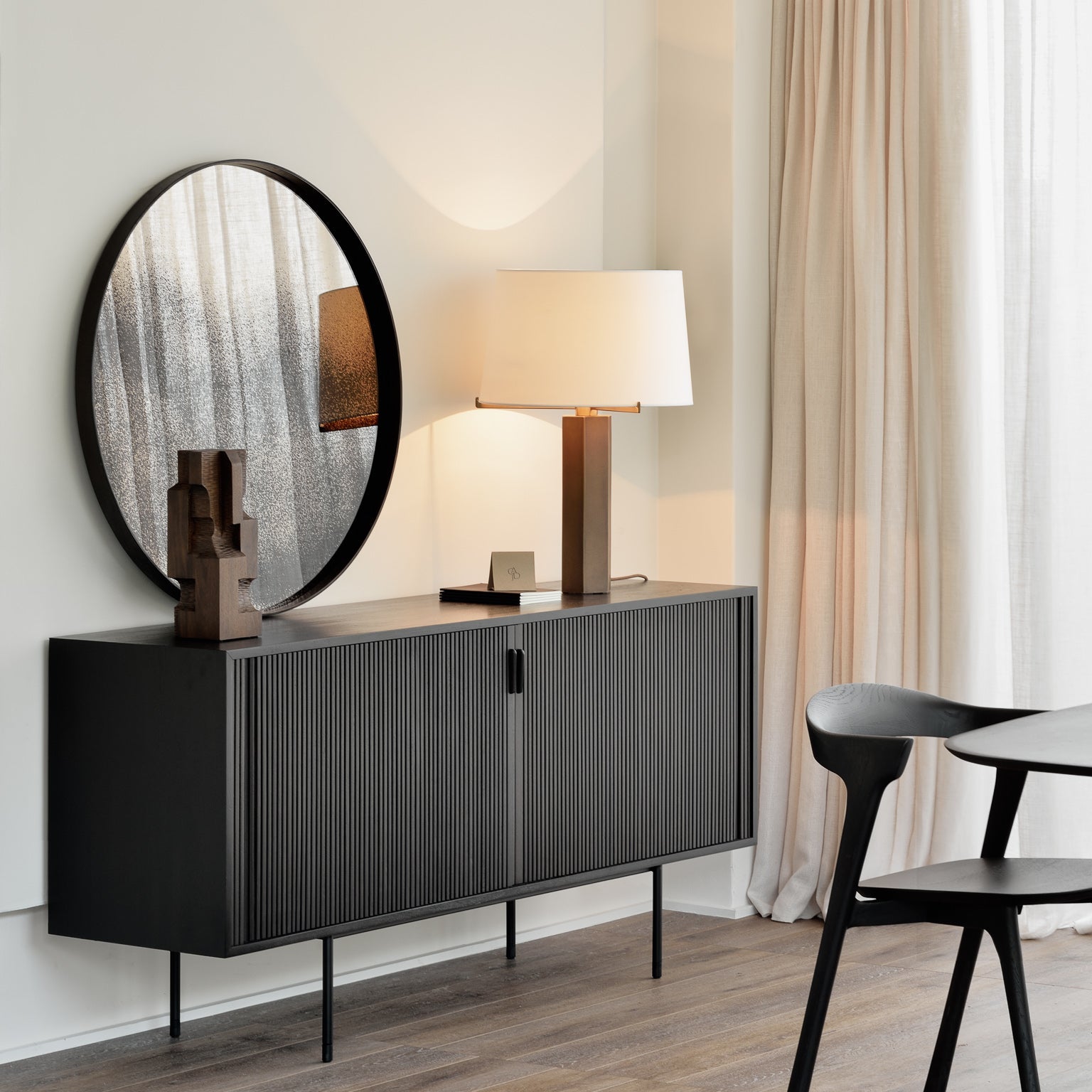 Bok dining chair - varnished oak - black White Cliff Studio Dining Chair