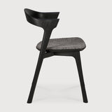 Bok dining chair - varnished oak - black - Grey fabric White Cliff Studio Dining Chair
