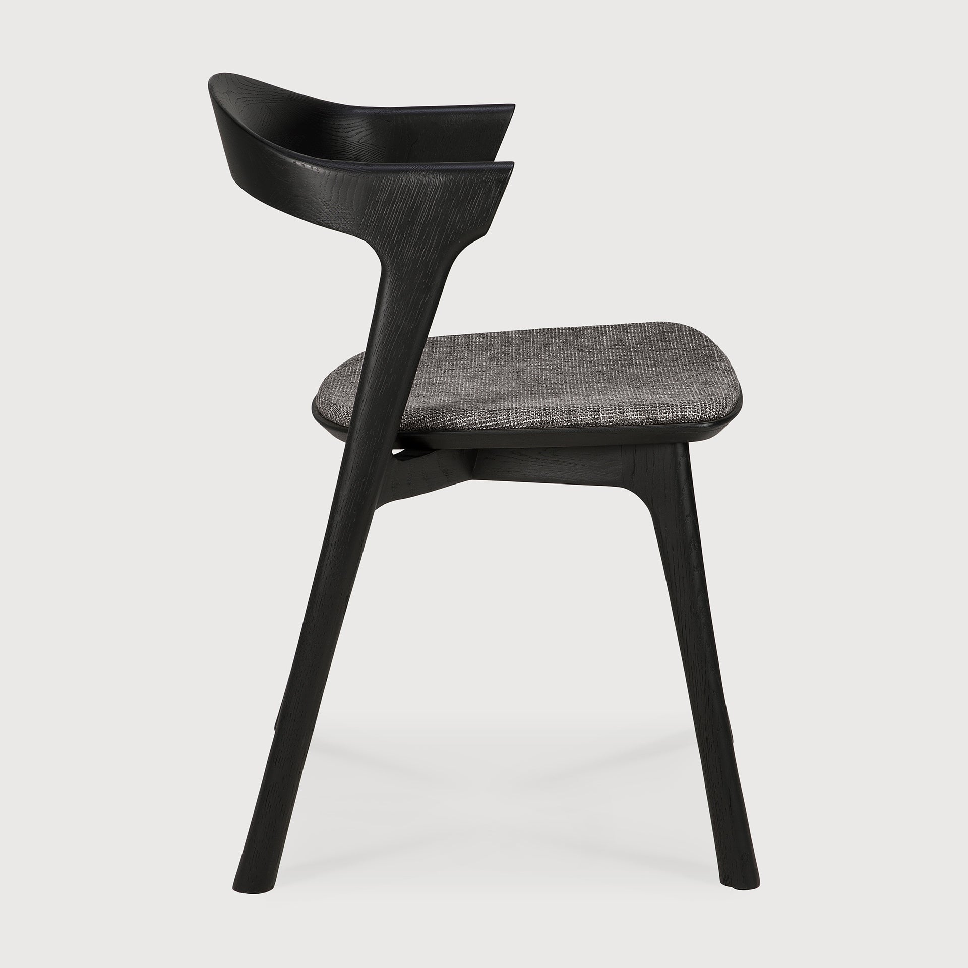 Bok dining chair - varnished oak - black - Grey fabric White Cliff Studio Dining Chair