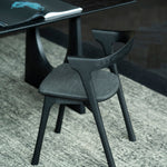 Bok dining chair - varnished oak - black - Soft Black fabric White Cliff Studio Dining Chair