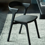 Bok dining chair - varnished oak - black - Soft Black fabric White Cliff Studio Dining Chair