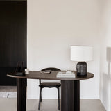 Bok dining chair - varnished oak - brown - Brown leather White Cliff Studio Dining Chair