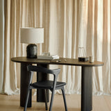 Bok dining chair - varnished oak - brown - Brown leather White Cliff Studio Dining Chair