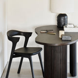 Bok dining chair - varnished oak - brown - Brown leather White Cliff Studio Dining Chair