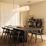 Bok dining chair - varnished oak - brown - Brown leather White Cliff Studio Dining Chair