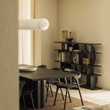 Bok dining chair - varnished oak - brown - Brown leather White Cliff Studio Dining Chair