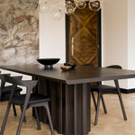Bok dining chair - varnished oak - brown - Brown leather White Cliff Studio Dining Chair
