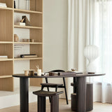 Bok dining chair - varnished oak - brown - Warm Brown fabric White Cliff Studio Dining Chair