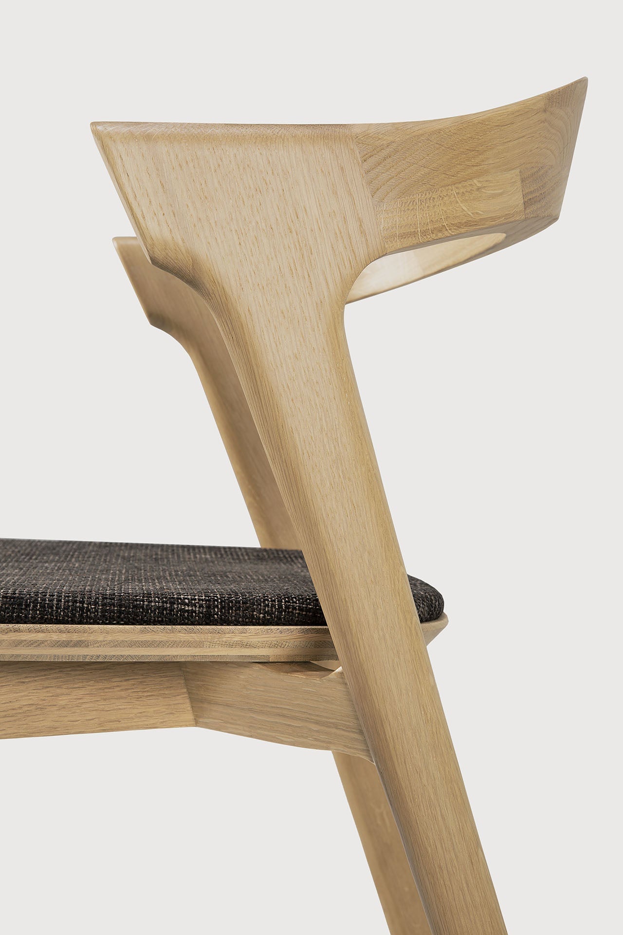 Bok dining chair - varnished oak - Dark Brown fabric White Cliff Studio Dining Chair