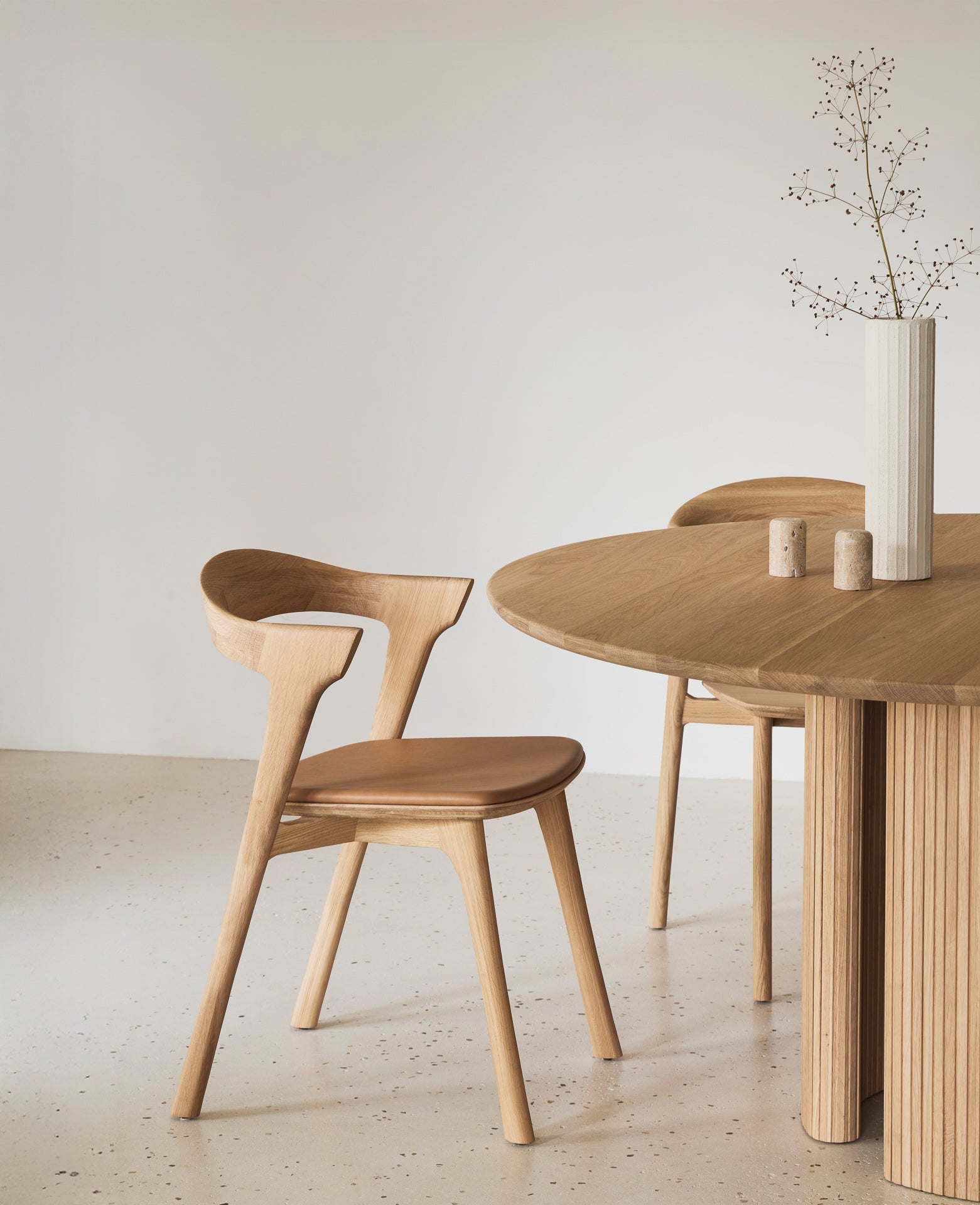 Bok dining chair - varnished oak - Sienna leather White Cliff Studio Dining Chair