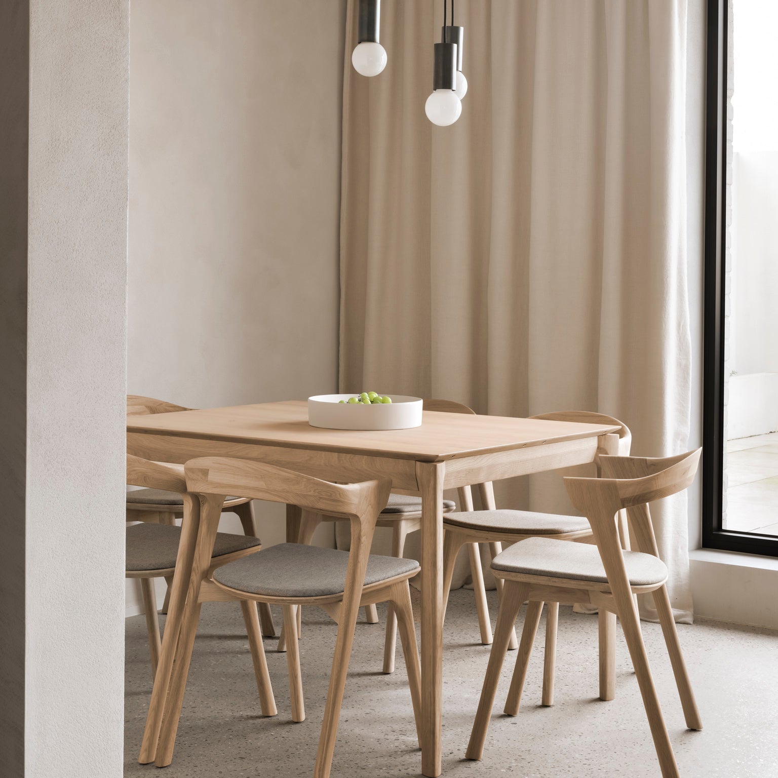 Bok dining chair - varnished oak - Warm Grey fabric White Cliff Studio Dining Chair