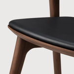 Bok dining chair - varnished teak - brown - Black leather White Cliff Studio Dining Chair