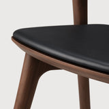 Bok dining chair - varnished teak - brown - Black leather White Cliff Studio Dining Chair