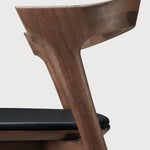 Bok dining chair - varnished teak - brown - Black leather White Cliff Studio Dining Chair