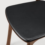 Bok dining chair - varnished teak - brown - Black leather White Cliff Studio Dining Chair