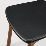 Bok dining chair - varnished teak - brown - Black leather White Cliff Studio Dining Chair