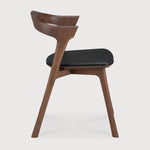 Bok dining chair - varnished teak - brown - Black leather White Cliff Studio Dining Chair